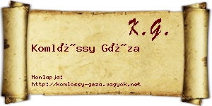 Komlóssy Géza névjegykártya