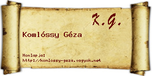 Komlóssy Géza névjegykártya